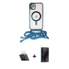 MARSİLYAN™- iPhone 11 Kılıf Eksen Özel Seri - Siyah 3D Antistatik Hayalet Cam Ekran Koruyucu + Kamera Lens Koruma Cam - SF