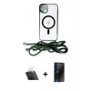 MARSİLYAN™- iPhone 11 Kılıf Eksen Özel Seri - Siyah 3D Antistatik Hayalet Cam Ekran Koruyucu + Kamera Lens Koruma Cam - SF
