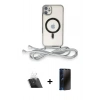 MARSİLYAN™- iPhone 11 Kılıf Eksen Özel Seri - Siyah 3D Antistatik Hayalet Cam Ekran Koruyucu + Kamera Lens Koruma Cam - SF