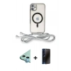 MARSİLYAN™- iPhone 11 Kılıf Eksen Özel Seri - Siyah 3D Antistatik Hayalet Cam Ekran Koruyucu + Raze Metal Kamera Lens - MI