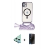 MARSİLYAN™- iPhone 11 Kılıf Eksen Özel Seri - Siyah 3D Antistatik Hayalet Cam Ekran Koruyucu + Raze Metal Kamera Lens - MI