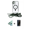 MARSİLYAN™- iPhone 11 Kılıf Eksen Özel Seri - Siyah 3D Antistatik Hayalet Cam Ekran Koruyucu + Raze Metal Kamera Lens - MI