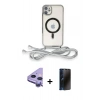 MARSİLYAN™- iPhone 11 Kılıf Eksen Özel Seri - Siyah 3D Antistatik Hayalet Cam Ekran Koruyucu + Mor Raze Metal Kamera Lens
