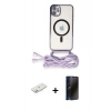 MARSİLYAN™- iPhone 11 Kılıf Eksen Özel Seri - Siyah 3D Antistatik Hayalet Cam Ekran Koruyucu + Renkli Kamera Lens Koruma Cam - PE