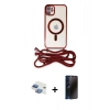 MARSİLYAN™- iPhone 11 Kılıf Eksen Özel Seri - Siyah 3D Antistatik Hayalet Cam Ekran Koruyucu + Pers Alüminyum Kamera Lens - GI