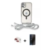 MARSİLYAN™- iPhone 11 Kılıf Eksen Özel Seri - Siyah 3D Antistatik Hayalet Cam Ekran Koruyucu + Pers Alüminyum Kamera Lens - KI