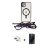MARSİLYAN™- iPhone 11 Kılıf Eksen Özel Seri - Siyah 3D Antistatik Hayalet Cam Ekran Koruyucu + Pers Alüminyum Kamera Lens - GD