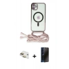 MARSİLYAN™- iPhone 11 Kılıf Eksen Özel Seri - Siyah 3D Antistatik Hayalet Cam Ekran Koruyucu + Pers Alüminyum Kamera Lens - GD