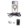 MARSİLYAN™- iPhone 11 Kılıf Eksen Özel Seri - Siyah 3D Antistatik Hayalet Cam Ekran Koruyucu + Pers Alüminyum Kamera Lens - YL