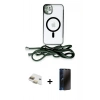 MARSİLYAN™- iPhone 11 Kılıf Eksen Özel Seri - Siyah 3D Antistatik Hayalet Cam Ekran Koruyucu + Pers Alüminyum Kamera Lens - GD
