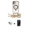 MARSİLYAN™- iPhone 11 Kılıf Eksen Özel Seri - Siyah 3D Antistatik Hayalet Cam Ekran Koruyucu + Pers Alüminyum Kamera Lens - LT