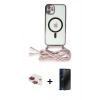 MARSİLYAN™- iPhone 11 Kılıf Eksen Özel Seri - Siyah 3D Antistatik Hayalet Cam Ekran Koruyucu + Pers Alüminyum Kamera Lens - KI
