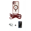 MARSİLYAN™- iPhone 11 Kılıf Eksen Özel Seri - Siyah 3D Antistatik Hayalet Cam Ekran Koruyucu + Pers Alüminyum Kamera Lens - YL