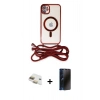MARSİLYAN™- iPhone 11 Kılıf Eksen Özel Seri - Siyah 3D Antistatik Hayalet Cam Ekran Koruyucu + Pers Alüminyum Kamera Lens - GD