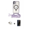 MARSİLYAN™- iPhone 11 Kılıf Eksen Özel Seri - Siyah 3D Antistatik Hayalet Cam Ekran Koruyucu + Pers Alüminyum Kamera Lens - GD