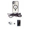 MARSİLYAN™- iPhone 11 Kılıf Eksen Özel Seri - Siyah 3D Antistatik Hayalet Cam Ekran Koruyucu + Pers Alüminyum Kamera Lens - LT