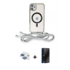 MARSİLYAN™- iPhone 11 Kılıf Eksen Özel Seri - Siyah 3D Antistatik Hayalet Cam Ekran Koruyucu + Pers Alüminyum Kamera Lens - GI