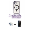 MARSİLYAN™- iPhone 11 Kılıf Eksen Özel Seri - Siyah 3D Antistatik Hayalet Cam Ekran Koruyucu + Pers Alüminyum Kamera Lens - GI