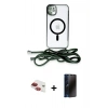 MARSİLYAN™- iPhone 11 Kılıf Eksen Özel Seri - Siyah 3D Antistatik Hayalet Cam Ekran Koruyucu + Pers Alüminyum Kamera Lens - KI