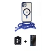 MARSİLYAN™- iPhone 11 Kılıf Eksen Özel Seri - Siyah 3D Antistatik Hayalet Cam Ekran Koruyucu + PVD Metal Kamera Lens - SH