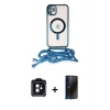 MARSİLYAN™- iPhone 11 Kılıf Eksen Özel Seri - Siyah 3D Antistatik Hayalet Cam Ekran Koruyucu + PVD Metal Kamera Lens - SH