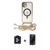 MARSİLYAN™- iPhone 11 Kılıf Eksen Özel Seri - Siyah 3D Antistatik Hayalet Cam Ekran Koruyucu + PVD Metal Kamera Lens - SH