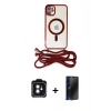 MARSİLYAN™- iPhone 11 Kılıf Eksen Özel Seri - Siyah 3D Antistatik Hayalet Cam Ekran Koruyucu + PVD Metal Kamera Lens - SH