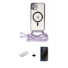 MARSİLYAN™- iPhone 11 Kılıf Eksen Özel Seri - Siyah 3D Antistatik Hayalet Cam Ekran Koruyucu + Renkli Kamera Lens Koruma Cam - TU