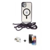 MARSİLYAN™- iPhone 11 Kılıf Eksen Özel Seri - Siyah 3D Antistatik Mat Seramik Nano Ekran Koruyucu + Pers Alüminyum Kamera Lens - GD