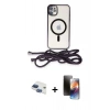 MARSİLYAN™- iPhone 11 Kılıf Eksen Özel Seri - Siyah 3D Antistatik Mat Seramik Nano Ekran Koruyucu + Pers Alüminyum Kamera Lens - LT
