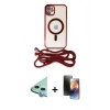 MARSİLYAN™- iPhone 11 Kılıf Eksen Özel Seri - Siyah 3D Antistatik Mat Seramik Nano Ekran Koruyucu + Mavi Raze Metal Kamera Lens