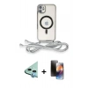 MARSİLYAN™- iPhone 11 Kılıf Eksen Özel Seri - Siyah 3D Antistatik Mat Seramik Nano Ekran Koruyucu + Mavi Raze Metal Kamera Lens