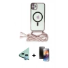 MARSİLYAN™- iPhone 11 Kılıf Eksen Özel Seri - Siyah 3D Antistatik Mat Seramik Nano Ekran Koruyucu + Mavi Raze Metal Kamera Lens