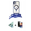 MARSİLYAN™- iPhone 11 Kılıf Eksen Özel Seri - Siyah 3D Antistatik Mat Seramik Nano Ekran Koruyucu + Mavi Raze Metal Kamera Lens