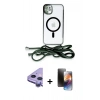 MARSİLYAN™- iPhone 11 Kılıf Eksen Özel Seri - Siyah 3D Antistatik Mat Seramik Nano Ekran Koruyucu + Raze Metal Kamera Lens - MR