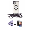 MARSİLYAN™- iPhone 11 Kılıf Eksen Özel Seri - Siyah 3D Antistatik Mat Seramik Nano Ekran Koruyucu + Raze Metal Kamera Lens - MR
