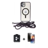 MARSİLYAN™- iPhone 11 Kılıf Eksen Özel Seri - Siyah 3D Antistatik Mat Seramik Nano Ekran Koruyucu + PVD Metal Kamera Lens - MI