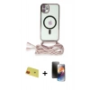 MARSİLYAN™- iPhone 11 Kılıf Eksen Özel Seri - Siyah 3D Antistatik Mat Seramik Nano Ekran Koruyucu + Rainbow Kamera Lens Koruma Cam - KI