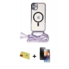 MARSİLYAN™- iPhone 11 Kılıf Eksen Özel Seri - Siyah 3D Antistatik Mat Seramik Nano Ekran Koruyucu + Rainbow Kamera Lens Koruma Cam - KI