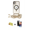 MARSİLYAN™- iPhone 11 Kılıf Eksen Özel Seri - Siyah 3D Antistatik Mat Seramik Nano Ekran Koruyucu + Rainbow Kamera Lens Koruma Cam - KI