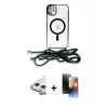 MARSİLYAN™- iPhone 11 Kılıf Eksen Özel Seri - Siyah 3D Antistatik Mat Seramik Nano Ekran Koruyucu + Raze Metal Kamera Lens - GS