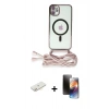 MARSİLYAN™- iPhone 11 Kılıf Eksen Özel Seri - Siyah 3D Antistatik Mat Seramik Nano Ekran Koruyucu + Renkli Kamera Lens Koruma Cam - SI