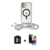 MARSİLYAN™- iPhone 11 Kılıf Eksen Özel Seri - Siyah 3D Antistatik Mat Seramik Nano Ekran Koruyucu + Siyah PVD Metal Kamera Lens