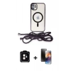 MARSİLYAN™- iPhone 11 Kılıf Eksen Özel Seri - Siyah 3D Antistatik Mat Seramik Nano Ekran Koruyucu + PVD Metal Kamera Lens - TU