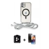 MARSİLYAN™- iPhone 11 Kılıf Eksen Özel Seri - Siyah 3D Antistatik Mat Seramik Nano Ekran Koruyucu + PVD Metal Kamera Lens - TU