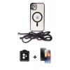 MARSİLYAN™- iPhone 11 Kılıf Eksen Özel Seri - Siyah 3D Antistatik Mat Seramik Nano Ekran Koruyucu + PVD Metal Kamera Lens - YL