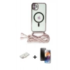 MARSİLYAN™- iPhone 11 Kılıf Eksen Özel Seri - Siyah 3D Antistatik Mat Seramik Nano Ekran Koruyucu + Yeşil Renkli Kamera Lens Koruma Cam