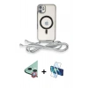 MARSİLYAN™- iPhone 11 Kılıf Eksen Özel Seri - Siyah 3D Antistatik Seramik Nano Ekran Koruyucu + Kırmızı Raze Metal Kamera Lens