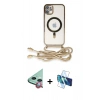 MARSİLYAN™- iPhone 11 Kılıf Eksen Özel Seri - Siyah 3D Antistatik Seramik Nano Ekran Koruyucu + Kırmızı Raze Metal Kamera Lens