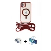 MARSİLYAN™- iPhone 11 Kılıf Eksen Özel Seri - Siyah 3D Antistatik Seramik Nano Ekran Koruyucu + Pers Alüminyum Kamera Lens - LT